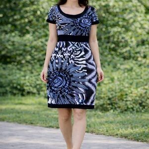 Desigual Dress Womens S Mini Sheath Floral Print Abstract Artsy Boho Y2K Indie